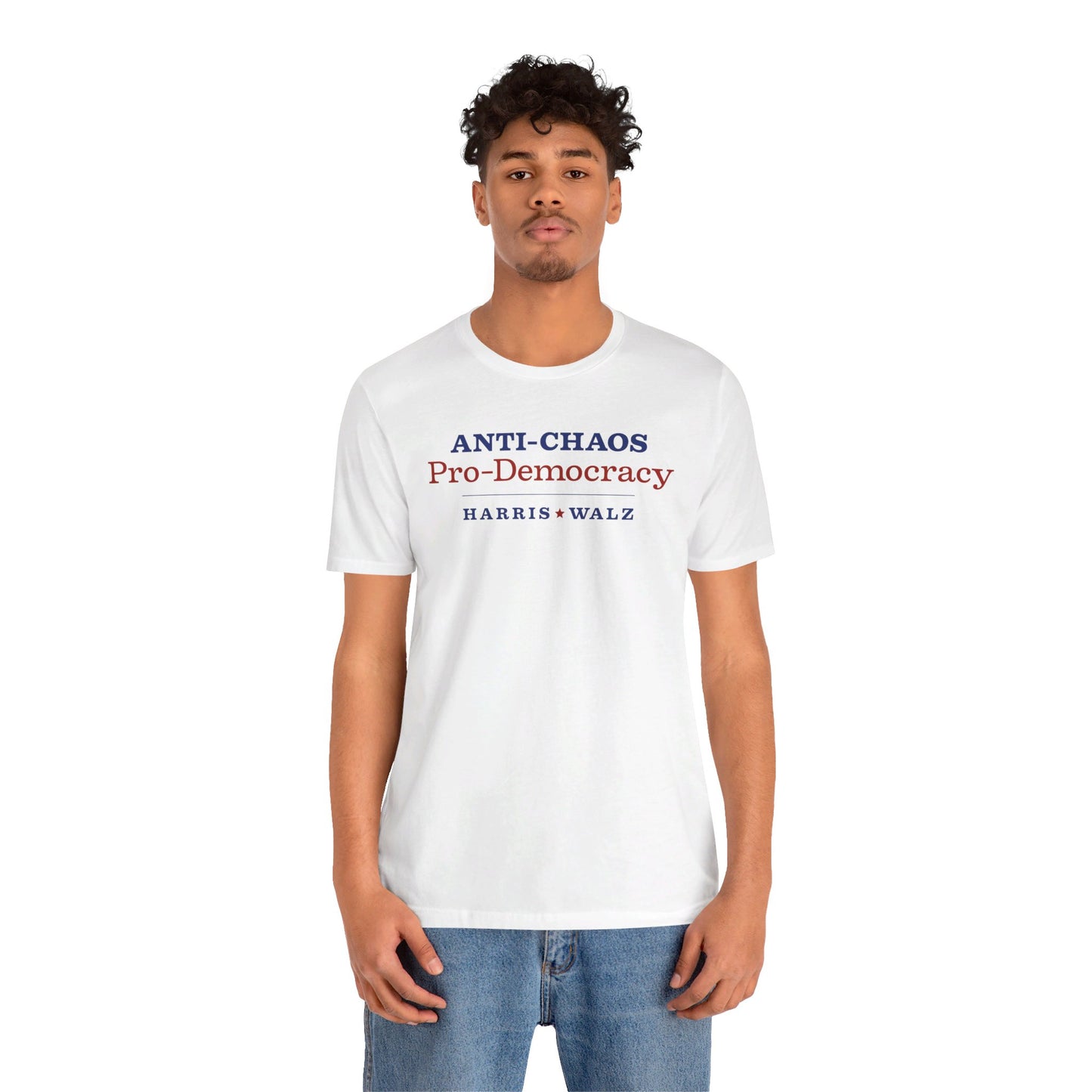 Anti-Chaos Pro-Democracy Harris Walz Unisex T-Shirt