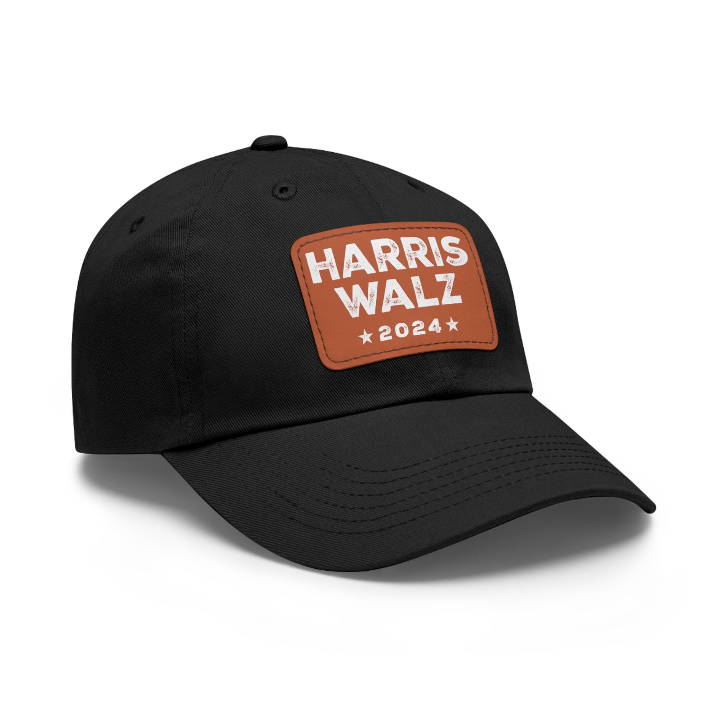 Harris Walz Dad Hat with Vegan Leather Patch