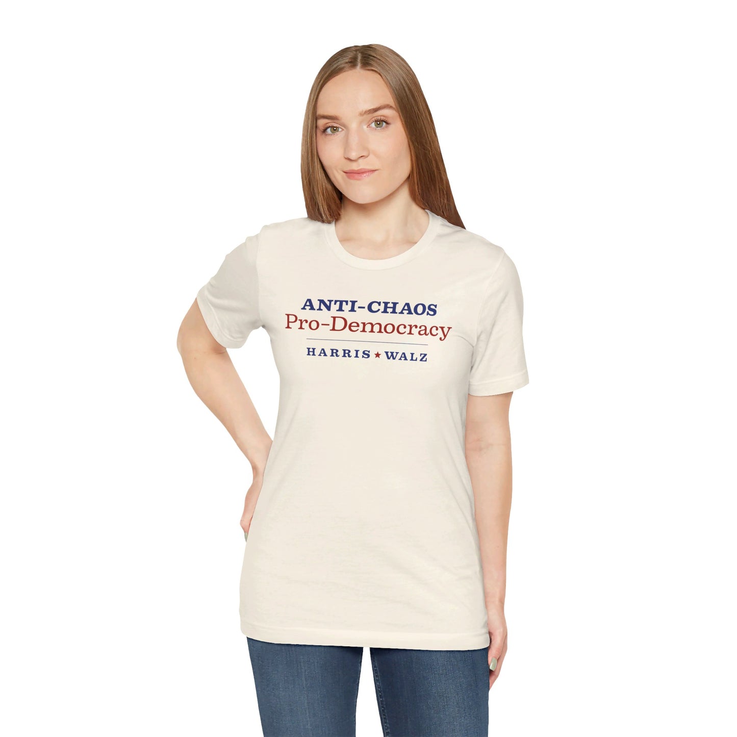 Anti-Chaos Pro-Democracy Harris Walz Unisex T-Shirt