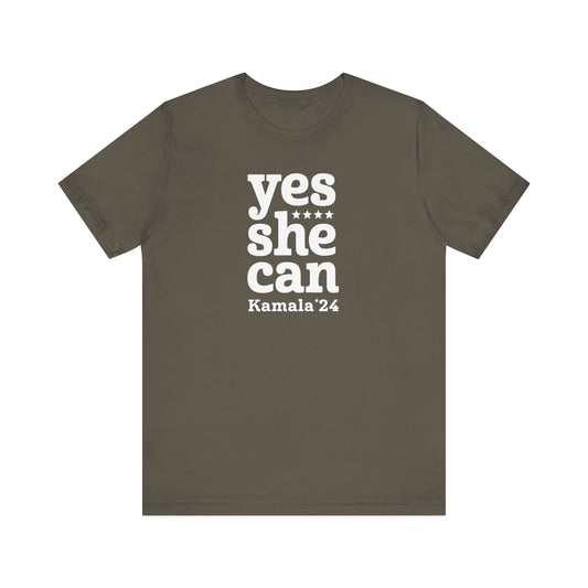 Yes She Can Kamala Harris Unisex T-Shirt (Smaller Logo)