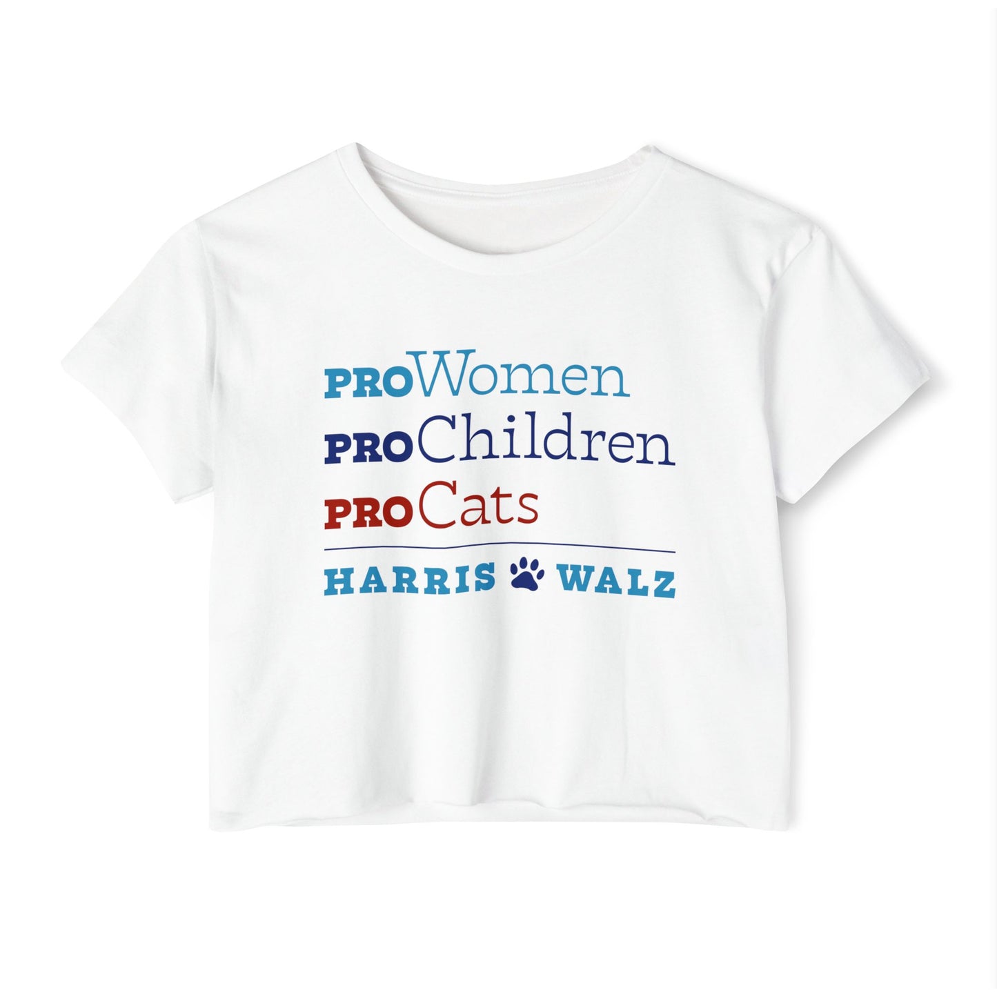 Women's Harris Walz Pro-Women Pro-Children Pro-Cats CROP Top