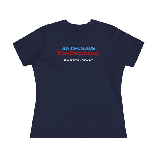 Anti-Chaos Pro-Democracy Harris Walz Women's Tee