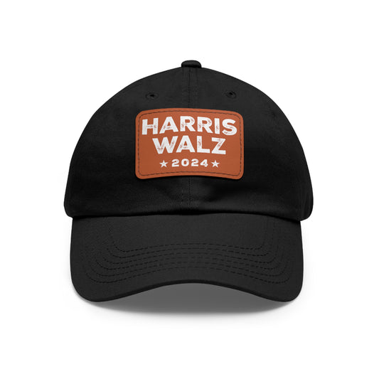 Harris Walz Dad Hat with Vegan Leather Patch