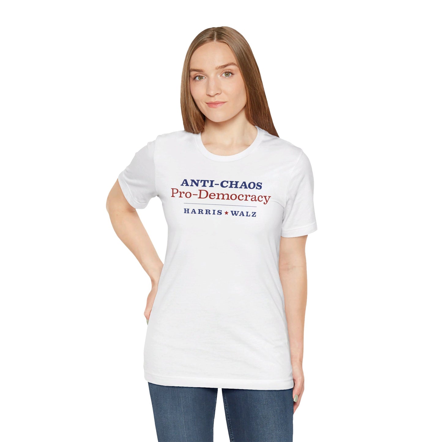 Anti-Chaos Pro-Democracy Harris Walz Unisex T-Shirt