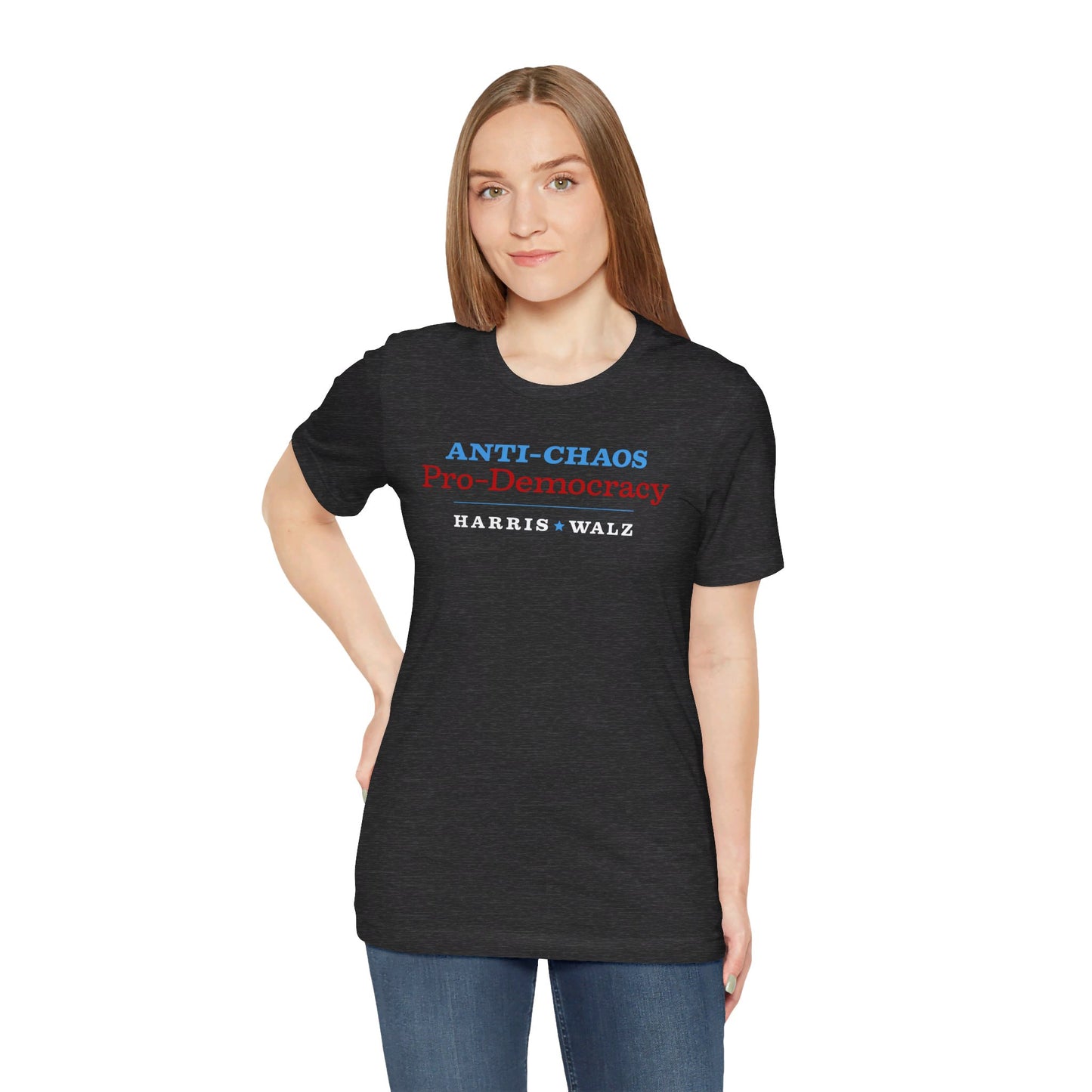 Anti-Chaos Pro-Democracy Harris Walz Unisex T-Shirt