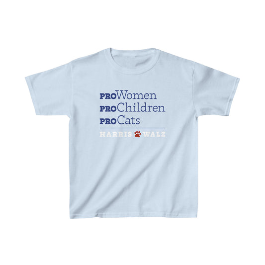 Pro Women Pro Children Pro Cats KIDS Harris Walz Tee